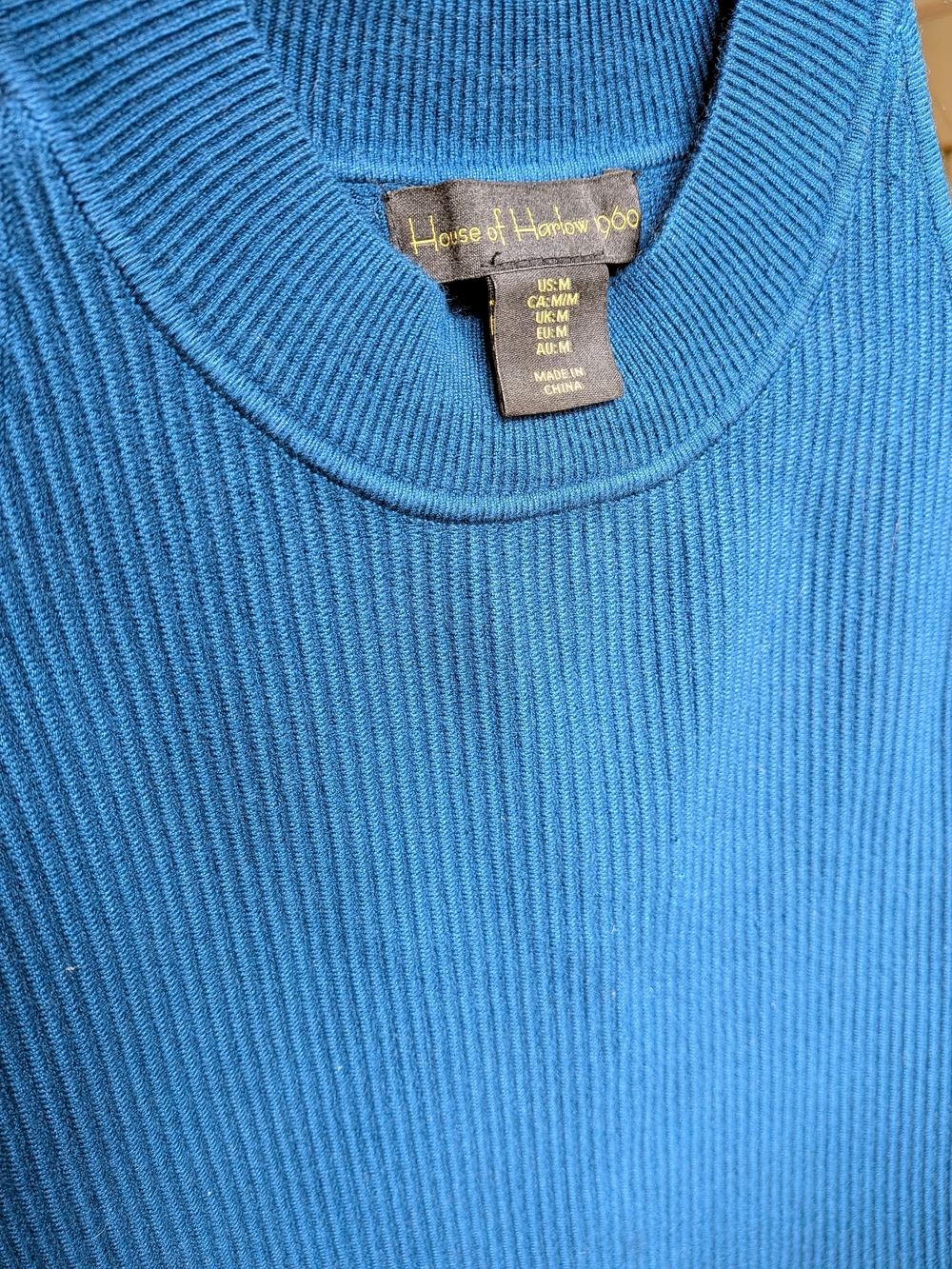 House of Harlow 1960 Blue Ribbed Crewneck Sweater